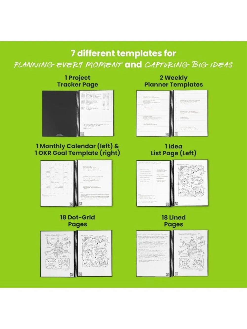 Reusable Hybrid Planner & Notebook, Undated, Goal Tracker, Executive Size 6x8.8